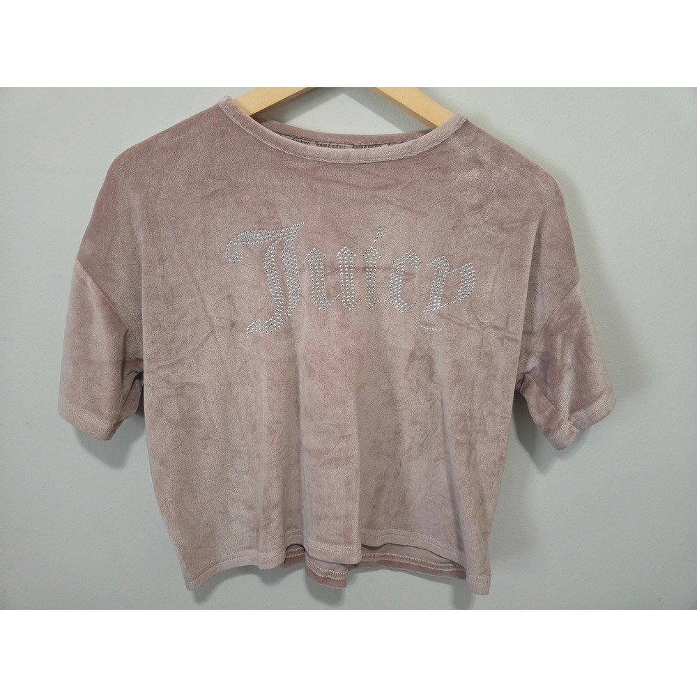 Juicy‎ Couture Velour Sleep Shirt Mauve Pink Rhinestone Logo Loungewear Top S